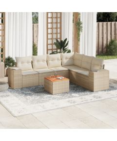 vidaXL 7-częściowy zestaw wypoczynkowy do ogrodu, z poduszkami, beżowy Dārza mēbeļu komplekti