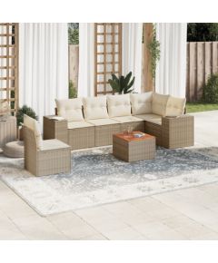 vidaXL 7-częściowy zestaw wypoczynkowy do ogrodu, z poduszkami, beżowy Dārza mēbeļu komplekti