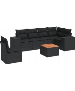 vidaXL 7-częściowy zestaw wypoczynkowy do ogrodu, z poduszkami, czarny Dārza mēbeļu komplekti