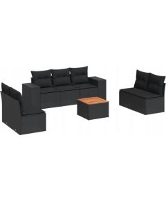 vidaXL 8-częściowy zestaw wypoczynkowy do ogrodu, z poduszkami, czarny Dārza mēbeļu komplekti