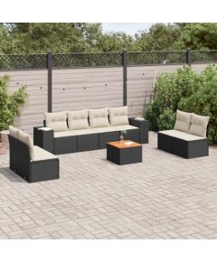 vidaXL 9-częściowy zestaw wypoczynkowy do ogrodu, z poduszkami, czarny Dārza mēbeļu komplekti