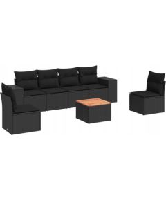 vidaXL 7-częściowy zestaw wypoczynkowy do ogrodu, z poduszkami, czarny Dārza mēbeļu komplekti