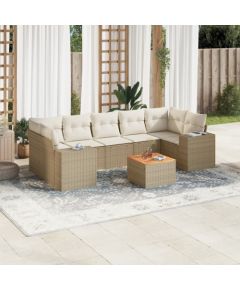 vidaXL 8-częściowy zestaw mebli ogrodowych z poduszkami, beżowy, polirattan Dārza mēbeļu komplekti