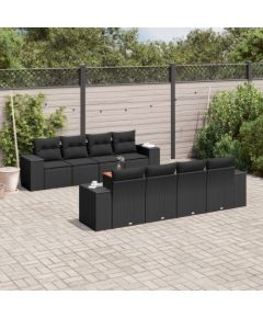 vidaXL 9-częściowy zestaw wypoczynkowy do ogrodu, z poduszkami, czarny Dārza mēbeļu komplekti