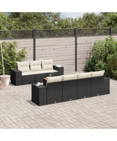 vidaXL 8-częściowy zestaw wypoczynkowy do ogrodu, z poduszkami, czarny Dārza mēbeļu komplekti