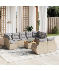 vidaXL 10-częsciowy zestaw mebli ogrodowych z poduszkami, beżowy, polirattan Dārza mēbeļu komplekti