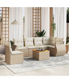 vidaXL 7-częsciowy zestaw wypoczynkowy do ogrodu, z poduszkami, beżowy Dārza mēbeļu komplekti