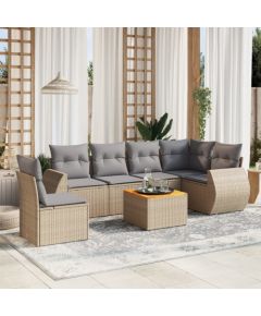 vidaXL 7-częsciowy zestaw wypoczynkowy do ogrodu, z poduszkami, beżowy Dārza mēbeļu komplekti