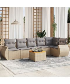 vidaXL 7-częsciowy zestaw wypoczynkowy do ogrodu, z poduszkami, beżowy Dārza mēbeļu komplekti