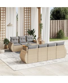 vidaXL 8-częsciowy zestaw mebli ogrodowych z poduszkami, beżowy, polirattan Dārza mēbeļu komplekti