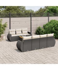 vidaXL 8-częsciowy zestaw wypoczynkowy do ogrodu, z poduszkami, czarny Dārza mēbeļu komplekti