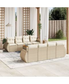 vidaXL 9-częsciowy zestaw mebli ogrodowych z poduszkami, beżowy, polirattan Dārza mēbeļu komplekti