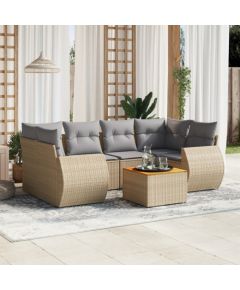 vidaXL 7-częsciowy zestaw wypoczynkowy do ogrodu, z poduszkami, beżowy Dārza mēbeļu komplekti