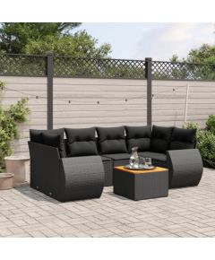 vidaXL 7-częsciowy zestaw wypoczynkowy do ogrodu, z poduszkami, czarny Dārza mēbeļu komplekti