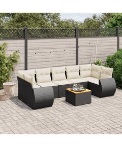 vidaXL 8-częsciowy zestaw wypoczynkowy do ogrodu, z poduszkami, czarny Dārza mēbeļu komplekti