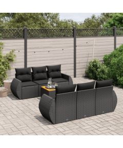 vidaXL 7-częsciowy zestaw wypoczynkowy do ogrodu, z poduszkami, czarny Dārza mēbeļu komplekti