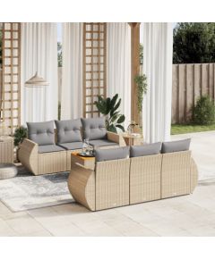 vidaXL 7-częsciowy zestaw wypoczynkowy do ogrodu, z poduszkami, beżowy Dārza mēbeļu komplekti