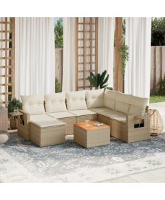 vidaXL 8-częsciowy zestaw mebli ogrodowych z poduszkami, beżowy, polirattan Dārza mēbeļu komplekti