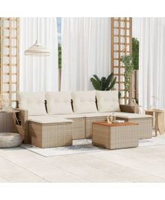 vidaXL 7-częsciowy zestaw wypoczynkowy do ogrodu, z poduszkami, beżowy Dārza mēbeļu komplekti