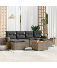 vidaXL 7-częsciowy zestaw wypoczynkowy do ogrodu, z poduszkami, szary Dārza mēbeļu komplekti