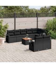 vidaXL 9-częsciowy zestaw wypoczynkowy do ogrodu, z poduszkami, czarny Dārza mēbeļu komplekti