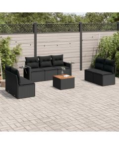 vidaXL 8-częściowy zestaw wypoczynkowy do ogrodu, z poduszkami, czarny Dārza mēbeļu komplekti