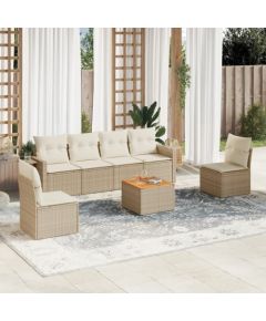 vidaXL 7-częsciowy zestaw wypoczynkowy do ogrodu, z poduszkami, beżowy Dārza mēbeļu komplekti