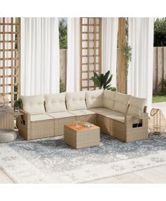 vidaXL 7-częsciowy zestaw wypoczynkowy do ogrodu, z poduszkami, beżowy Dārza mēbeļu komplekti