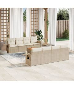 vidaXL 9-częściowy zestaw mebli ogrodowych z poduszkami, beżowy, polirattan Dārza mēbeļu komplekti