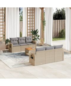 vidaXL 7-częsciowy zestaw mebli ogrodowych z poduszkami, mieszany beż Dārza mēbeļu komplekti