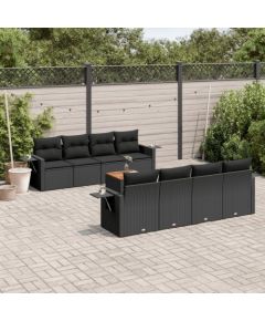 vidaXL 9-częściowy zestaw wypoczynkowy do ogrodu, z poduszkami, czarny Dārza mēbeļu komplekti