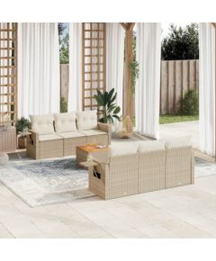 vidaXL 7-częsciowy zestaw wypoczynkowy do ogrodu, z poduszkami, beżowy Dārza mēbeļu komplekti