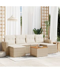 vidaXL 7-częsciowy zestaw wypoczynkowy do ogrodu, z poduszkami, beżowy Dārza mēbeļu komplekti