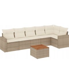 vidaXL 7-częsciowy zestaw wypoczynkowy do ogrodu, z poduszkami, beżowy Dārza mēbeļu komplekti