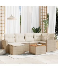 vidaXL 7-częsciowy zestaw wypoczynkowy do ogrodu, z poduszkami, beżowy Dārza mēbeļu komplekti