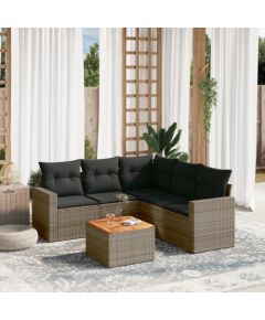 vidaXL 6-częsciowy zestaw mebli ogrodowych z poduszkami, szary, polirattan Dārza mēbeļu komplekti