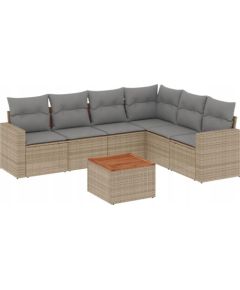 vidaXL 7-częsciowy zestaw mebli ogrodowych z poduszkami, mieszany beż Dārza mēbeļu komplekti