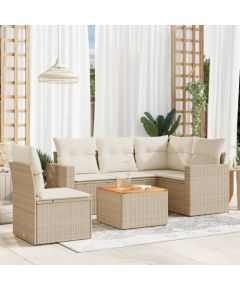 vidaXL 6-częsciowy zestaw mebli ogrodowych z poduszkami, beżowy, polirattan Dārza mēbeļu komplekti