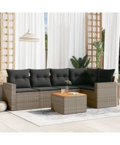 vidaXL 6-częsciowy zestaw mebli ogrodowych z poduszkami, szary, polirattan Dārza mēbeļu komplekti