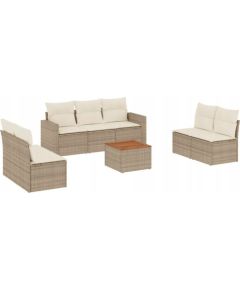 vidaXL 8-częsciowy zestaw mebli ogrodowych z poduszkami, beżowy, polirattan Dārza mēbeļu komplekti