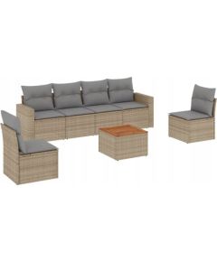 vidaXL 7-częsciowy zestaw mebli ogrodowych z poduszkami, mieszany beż Dārza mēbeļu komplekti