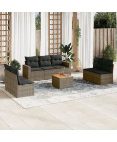 vidaXL 8-częsciowy zestaw mebli ogrodowych z poduszkami, szary, polirattan Dārza mēbeļu komplekti