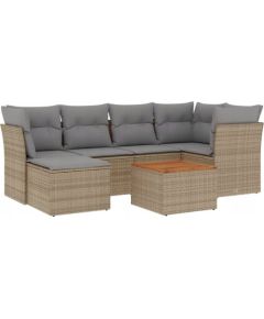 vidaXL 7-częsciowy zestaw mebli ogrodowych z poduszkami, mieszany beż Dārza mēbeļu komplekti