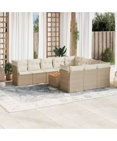 vidaXL 11-częsciowy zestaw mebli ogrodowych z poduszkami, beżowy, polirattan Dārza mēbeļu komplekti