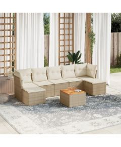 vidaXL 8-częsciowy zestaw mebli ogrodowych z poduszkami, beżowy, polirattan Dārza mēbeļu komplekti