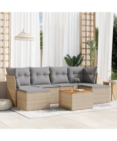 vidaXL 7-częsciowy zestaw mebli ogrodowych z poduszkami, mieszany beż Dārza mēbeļu komplekti