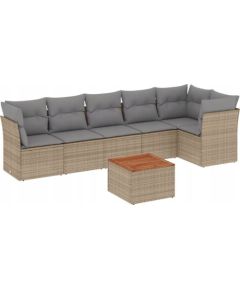 vidaXL 7-częsciowy zestaw mebli ogrodowych z poduszkami, mieszany beż Dārza mēbeļu komplekti