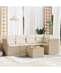 vidaXL 6-częsciowy zestaw mebli ogrodowych z poduszkami, beżowy, polirattan Dārza mēbeļu komplekti