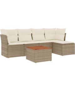 vidaXL 6-częsciowy zestaw mebli ogrodowych z poduszkami, beżowy, polirattan Dārza mēbeļu komplekti
