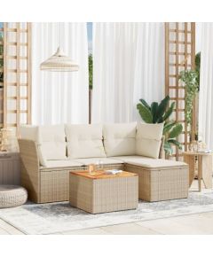 vidaXL 5-częsciowy zestaw mebli ogrodowych z poduszkami, beżowy, polirattan Dārza mēbeļu komplekti